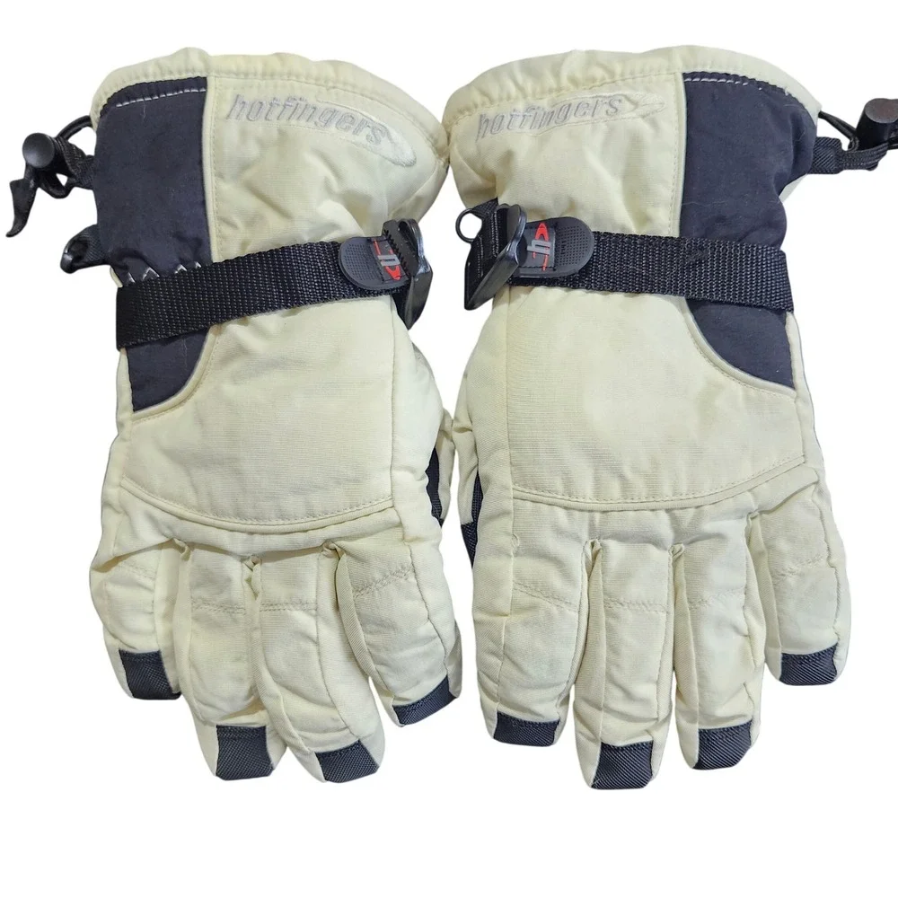 Hotfingers Ski Gloves Womens M Cream Black Insulated Winter Snowboarding Gear